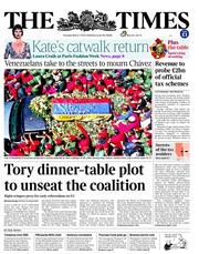 The Times (UK) Newspaper Front Page for 7 March 2013