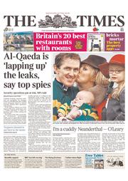The Times (UK) Newspaper Front Page for 8 November 2013