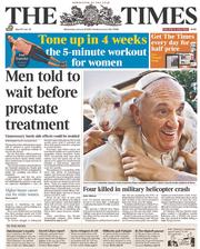 The Times (UK) Newspaper Front Page for 8 January 2014