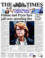 The Times (UK) Newspaper Front Page for 8 March 2013