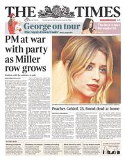The Times (UK) Newspaper Front Page for 8 April 2014