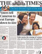 The Times (UK) Newspaper Front Page for 8 May 2013