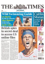 The Times (UK) Newspaper Front Page for 8 June 2013
