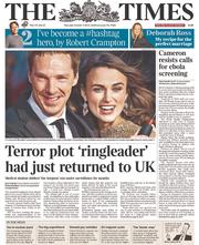 The Times (UK) Newspaper Front Page for 9 October 2014