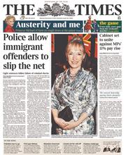 The Times (UK) Newspaper Front Page for 9 December 2013