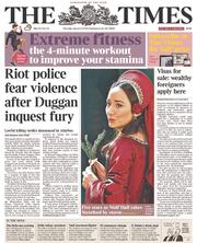The Times (UK) Newspaper Front Page for 9 January 2014