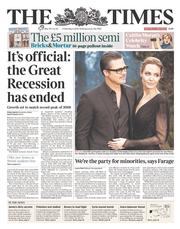 The Times (UK) Newspaper Front Page for 9 May 2014