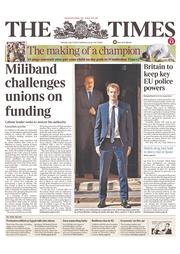 The Times (UK) Newspaper Front Page for 9 July 2013
