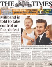 The Times (UK) Newspaper Front Page for 9 September 2013