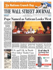  () Newspaper Front Page for 14 March 2013