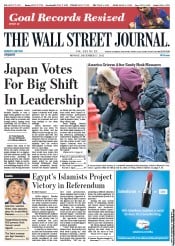  () Newspaper Front Page for 17 December 2012